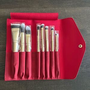 LUXIE - Glitter and Gold - Makeup Brush Set In Red Case - $85 - New!